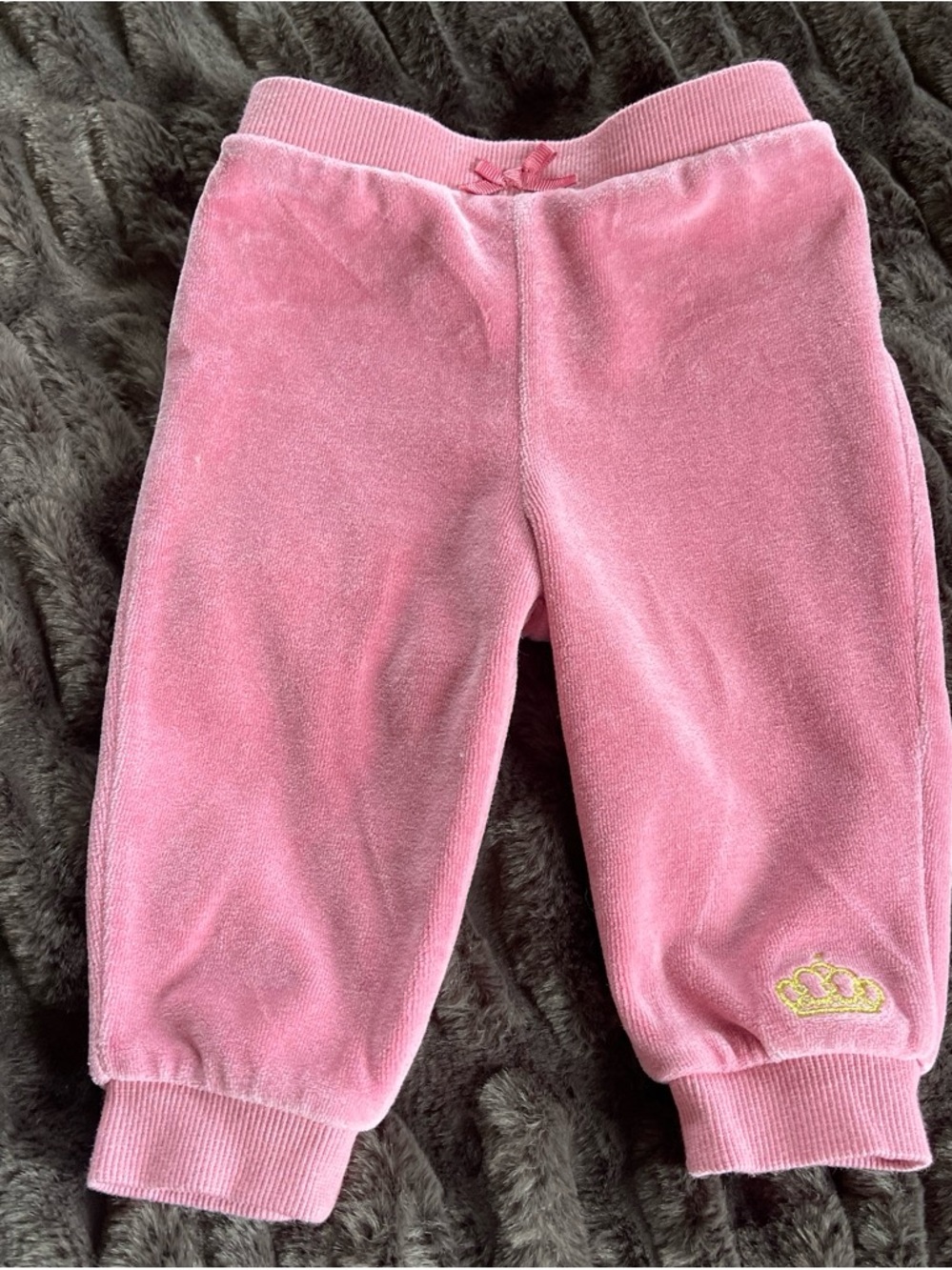Juicy Couture Pink Velour Joggers with Crown Patch